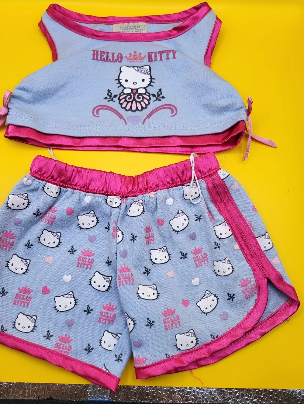 Hello Kitty BABW Pajamas Blue Pink Shorts & Top Sanrio Build A Bear